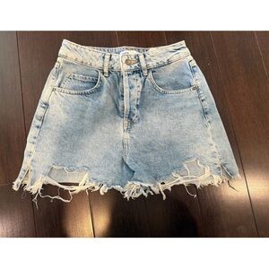 Zara Cut Off Denim Jean Shorts Blue Distressed Women’s Size USA 4